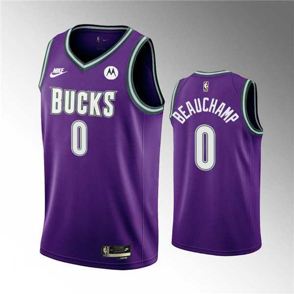 Men%27s Milwaukee Bucks #0 MarJon Beauchamp 2022-23 Purple Classic Edition Swingman Stitched Basketball Jersey Dzhi
